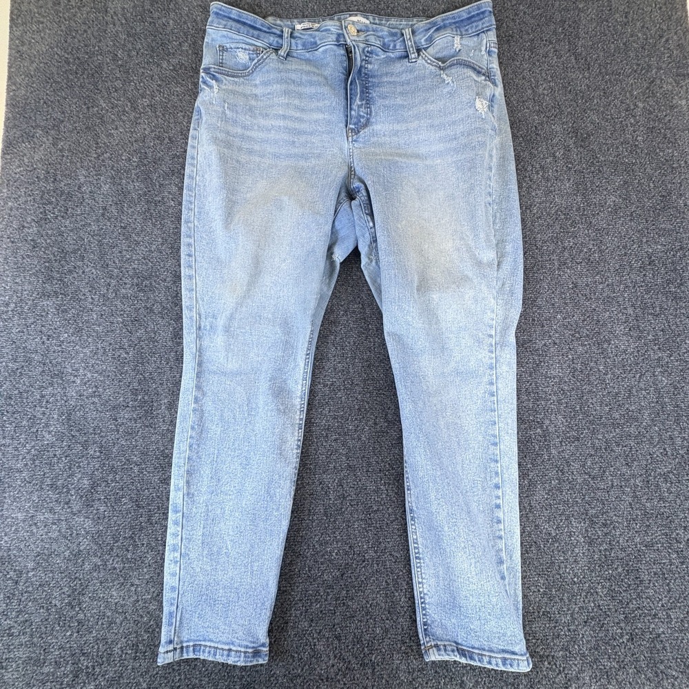 AVA & Viv Jeans Womens 37x26.5 Blue Denim Cotton Blend Stretch Distressed Skinny